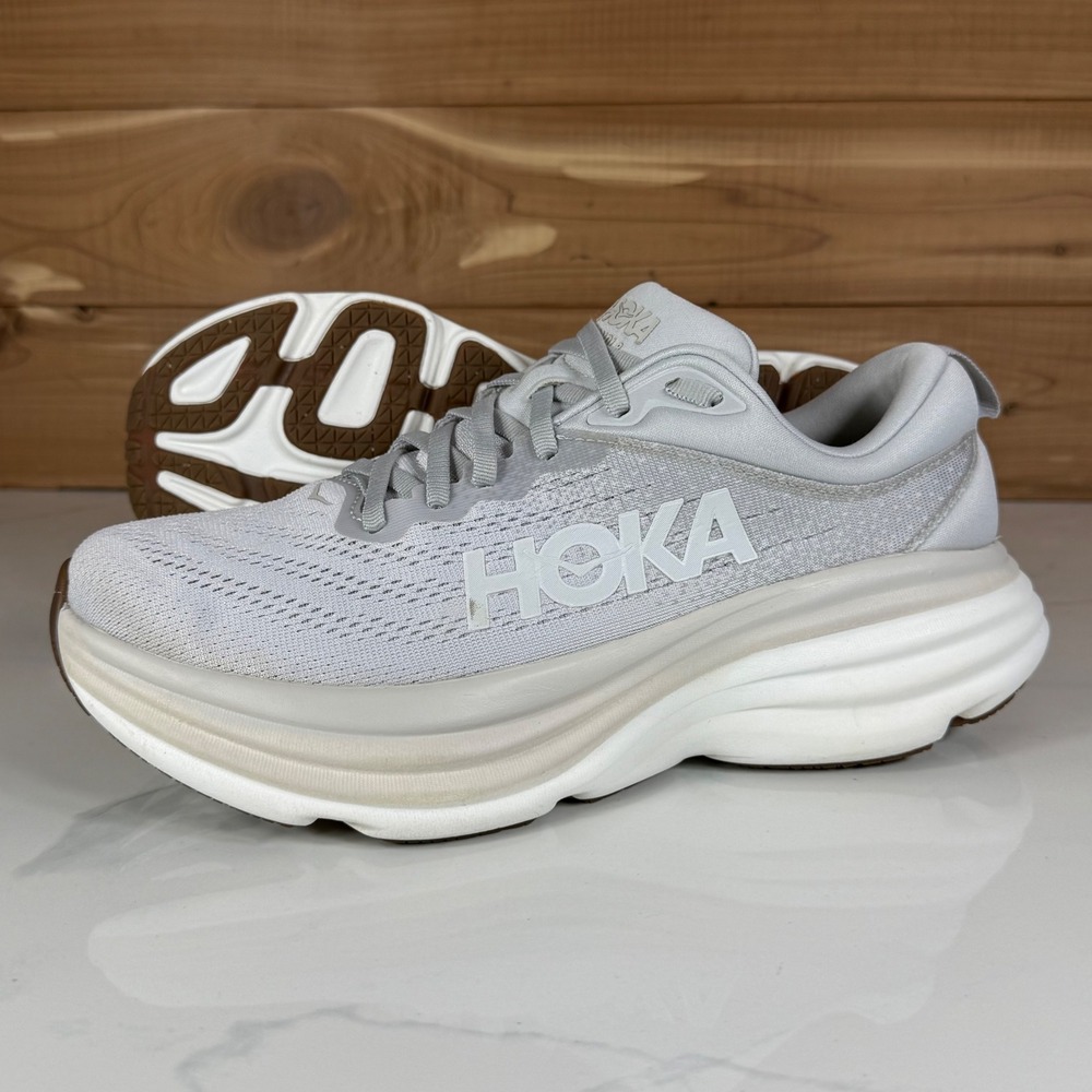 Hoka One One Bondi 8 Running Shoes Lunar Rock/Nimbus Cloud Womens 8B Activewear